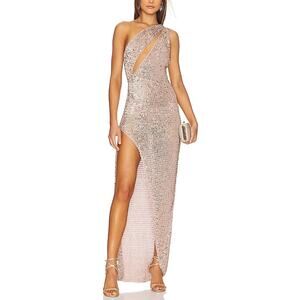 Retrofete 'Candice' Pink One Shoulder Sequin Embellished Dress Size M